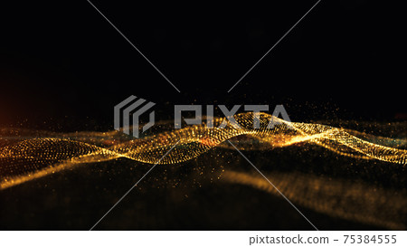 Gold particles sparks animation wave flow background. Flicker particle on black background. digital abstract background. 3d rendering Gold particles sparks animation wave flow background. Flicker particle on black background. digital abstract background. 3d rendering 75384555