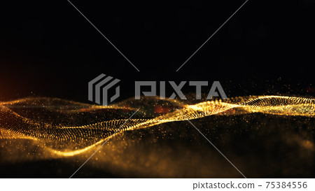 Gold particles sparks animation wave flow background. Flicker particle on black background. digital abstract background. 3d rendering Gold particles sparks animation wave flow background. Flicker particle on black background. digital abstract background. 3d rendering 75384556
