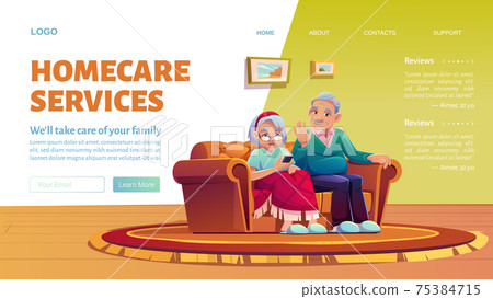 Homecare services cartoon landing page. Social aid 75384715