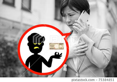Image of a young female office worker who encounters fraud and fictitious billing Image of a young female office worker who encounters fraud and fictitious billing 75384851