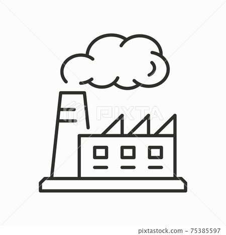 Factory line icon on white background. Vector illustration. 75385597