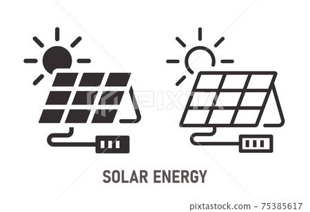 Solar energy icon on white background. Vector illustration. Solar energy icon on white background. Vector illustration. 75385617
