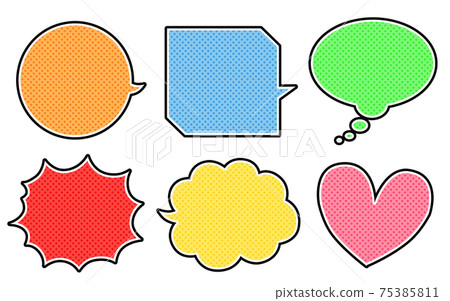 Colorful speech bubble set illustration material Colorful speech bubble set illustration material 75385811