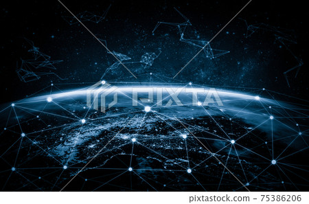 Global network connection covering the earth with lines of innovative perception Global network connection covering the earth with lines of innovative perception 75386206