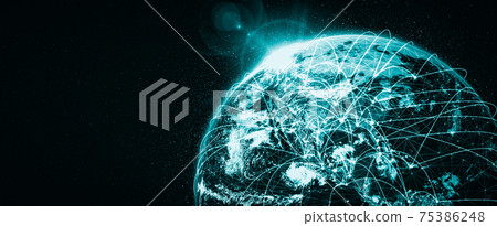Global network connection covering the earth with lines of innovative perception 75386248