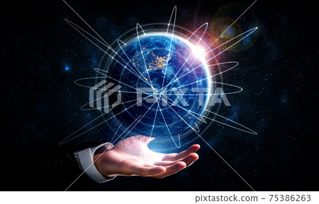 Global network connection covering earth with link of innovative perception 75386263