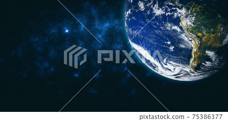 Planet earth globe view from space showing realistic earth surface and world map Planet earth globe view from space showing realistic earth surface and world map 75386377