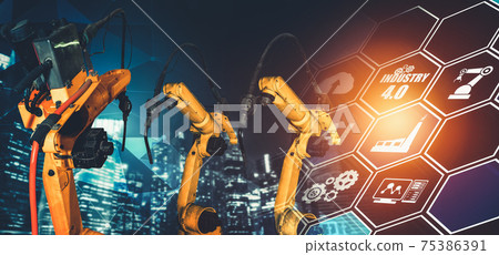 Smart industry robot arms for digital factory production technology 75386391