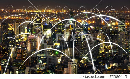 Smart digital city with globalization abstract graphic showing connection network Smart digital city with globalization abstract graphic showing connection network 75386445
