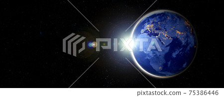 Planet earth globe view from space showing realistic earth surface and world map Planet earth globe view from space showing realistic earth surface and world map 75386446