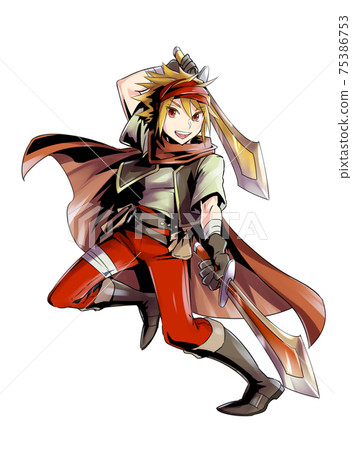 Illustration of a fantasy dual wield swordfighter Illustration of a fantasy dual wield swordfighter 75386753