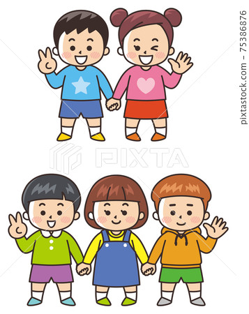 Children holding hands, friends, friends 75386876