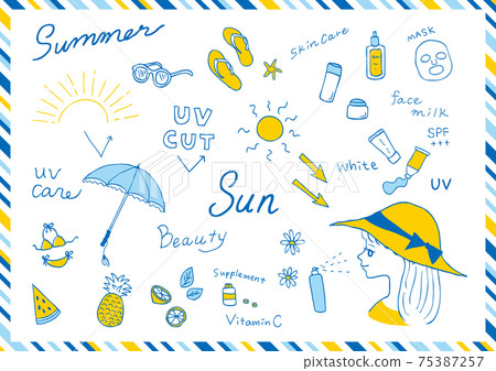 UV protection women's UV care hand-painted material collection 75387257