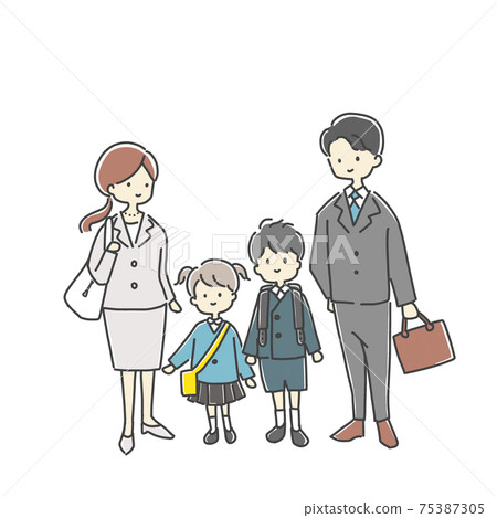 Full-body illustration of a close family Full-body illustration of a close family 75387305
