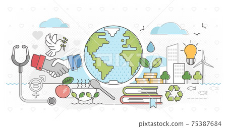 Sustainable nature friendly development outline concept vector illustration Sustainable nature friendly development outline concept vector illustration 75387684