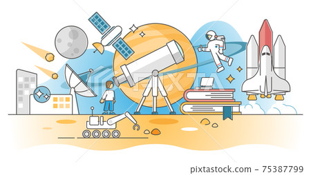 Astronomy knowledge study about space and cosmos research outline concept 75387799