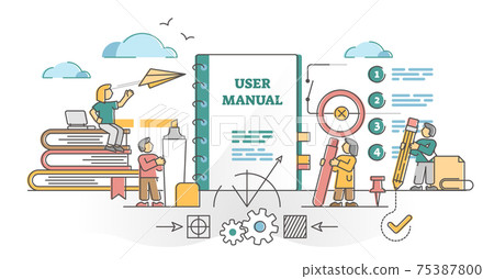 User Manual guide as information help support text for user outline concept 75387800