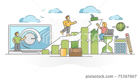 Productivity with work efficiency performance development outline concept 75387807