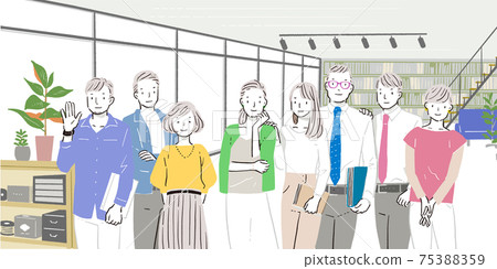 Illustration of male / female business team_office 75388359