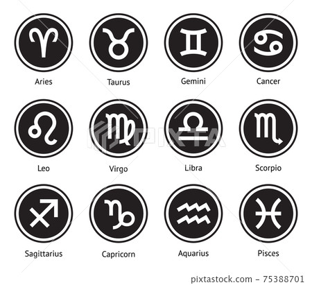 Zodiac horoscope signs circle vector illustrations. 75388701
