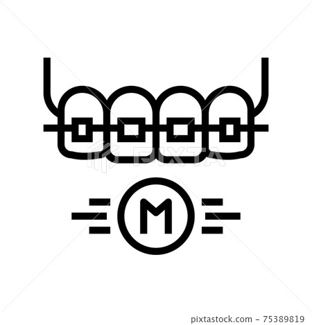 metal material tooth braces line icon vector... - Stock Illustration ...