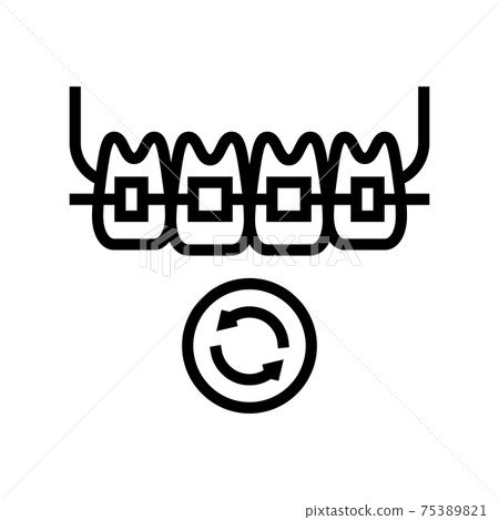 lingual tooth braces line icon vector illustration lingual tooth braces line icon vector illustration 75389821
