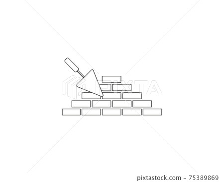 Bricks, wall, trowel, work icon. Vector illustration. Bricks, wall, trowel, work icon. Vector illustration. 75389869