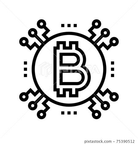 cryptocurrency ico line icon vector illustration - Stock Illustration ...