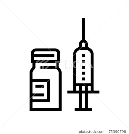syringe anesthesia and ampoule line icon vector illustration syringe anesthesia and ampoule line icon vector illustration 75390796