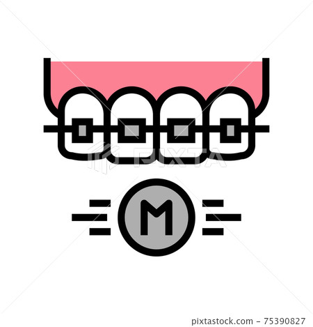 metal material tooth braces color icon vector... - Stock Illustration ...