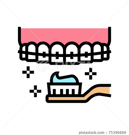 care and cleaning tooth braces color icon vector illustration 75390889