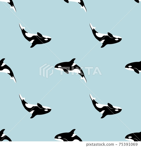 Orca in water color pattern. vector illustration 75391069