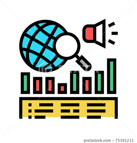 news coverage analysis color icon vector illustration 75391211