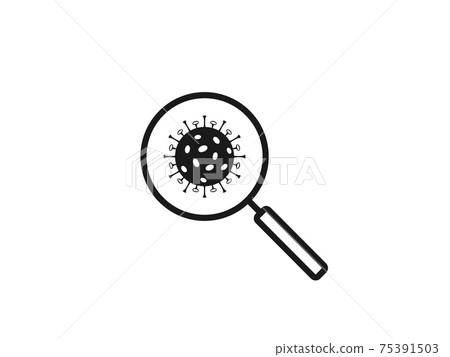 Virus, magnifier icon. Vector illustration, flat design. Virus, magnifier icon. Vector illustration, flat design. 75391503