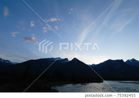 Spring Canadian Rockies evening jasper view (Canada) Spring Canadian Rockies evening jasper view (Canada) 75392455