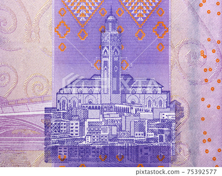Hassan II mosque in Casablanca from Moroccan money Hassan II mosque in Casablanca from Moroccan money 75392577