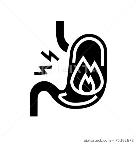 heartburn stomach glyph icon vector illustration 75392678