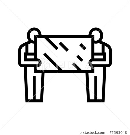 installers holding mirror line icon vector illustration 75393048