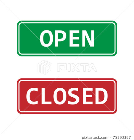 Open, closed sign icon. Vector illustration, flat design. Open, closed sign icon. Vector illustration, flat design. 75393397