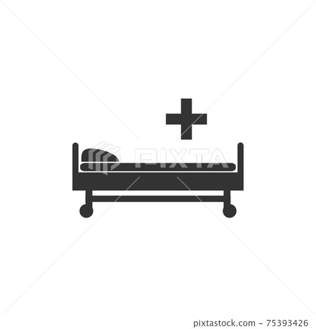 Hospital bed icon. Vector illustration, flat design. 75393426