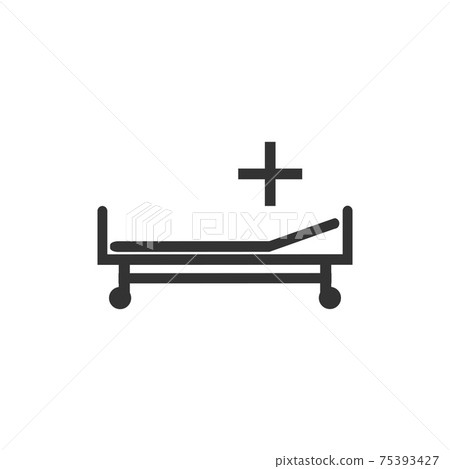 Hospital bed icon. Vector illustration, flat design. 75393427