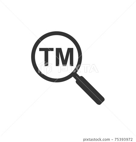Trademark symbol icon with magnifying. Vector illustration, flat design. Trademark symbol icon with magnifying. Vector illustration, flat design. 75393972