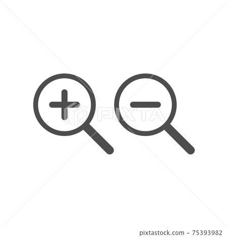 Zoom In and Zoom Out Icons. Vector illustration. Magnifying search icon. Zoom In and Zoom Out Icons. Vector illustration. Magnifying search icon. 75393982