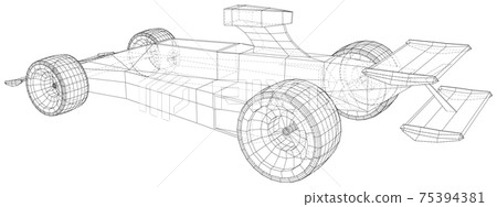 Race car. Wire-frame. EPS10 format. Vector created of 3d. Race car. Wire-frame. EPS10 format. Vector created of 3d. 75394381