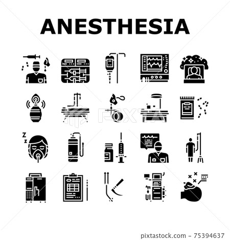 Anesthesiologist Tool Collection Icons Set Vector 75394637