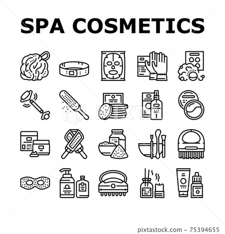 Spa Cosmetics Beauty Collection Icons Set Vector 75394655