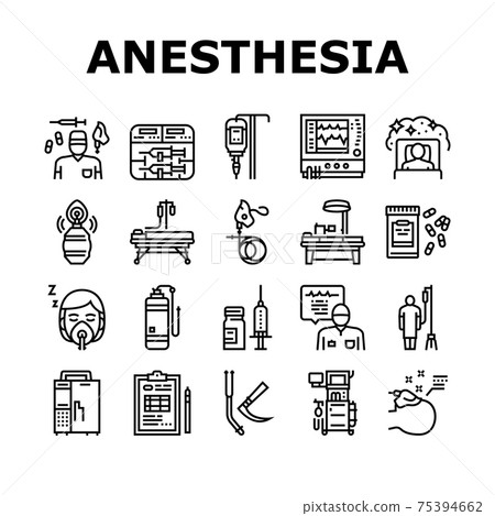 Anesthesiologist Tool Collection Icons Set Vector 75394662