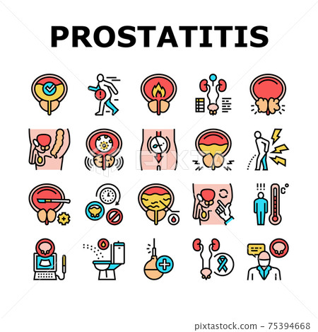 Prostatitis Disease Collection Icons Set Vector 75394668