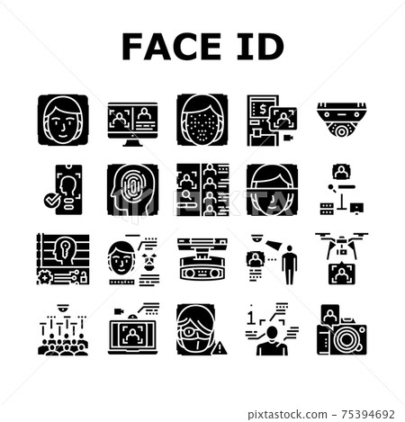 Face Id Technology Collection Icons Set Vector Face Id Technology Collection Icons Set Vector 75394692