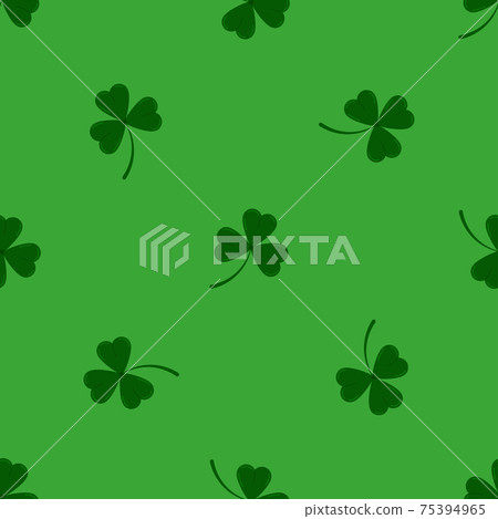 Clover leaves shamrock seamless pattern on green background. Clover leaves shamrock seamless pattern on green background. 75394965